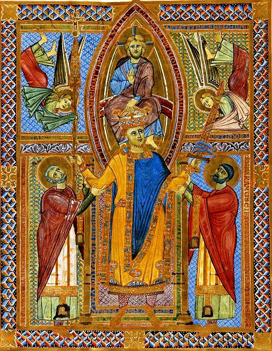 Couronnement d'Henri II le Saint - sacramentaire - Bibliothèque d'État de Bavière -Clm4456 - f.11